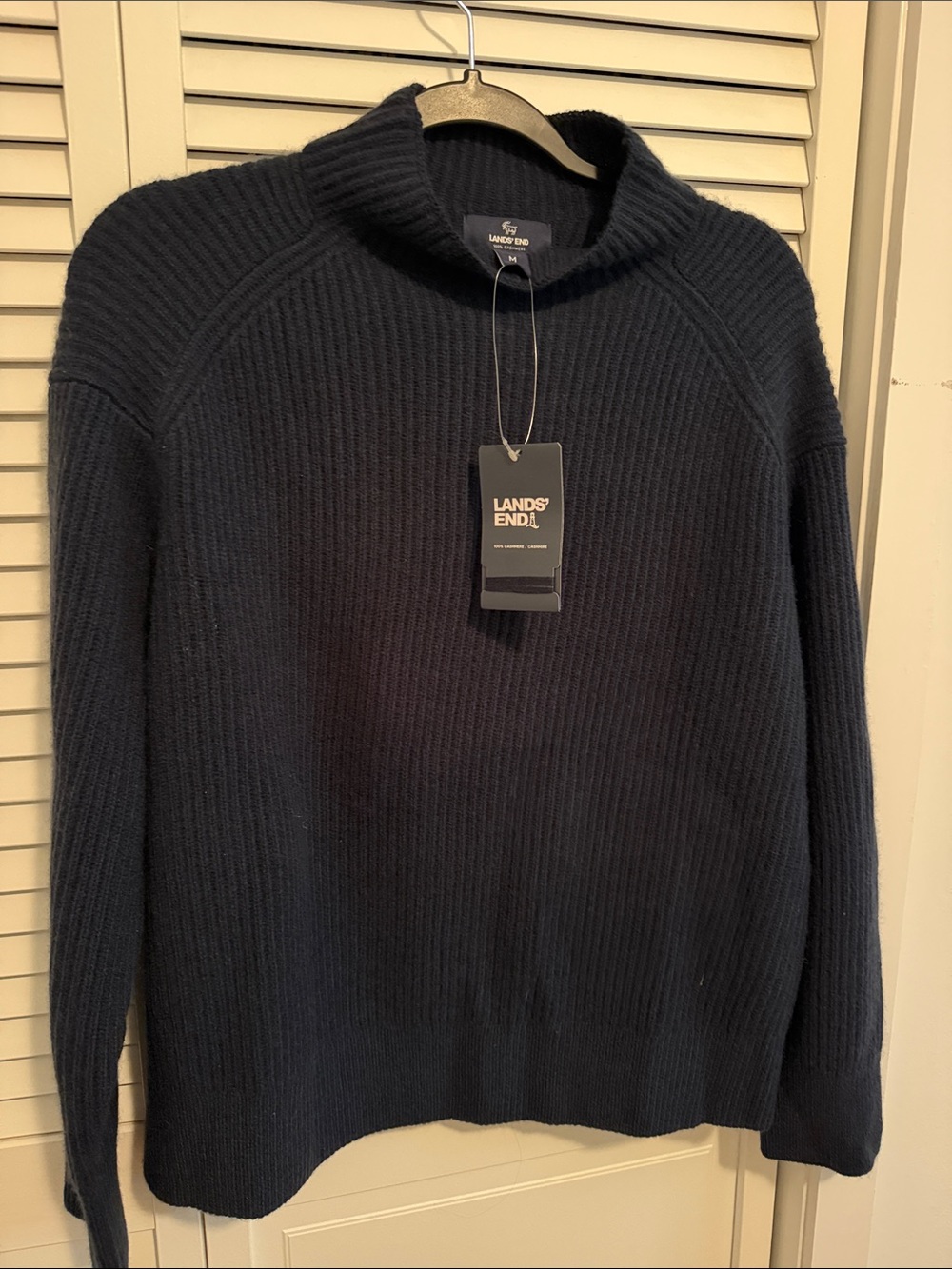 Lands' End Women’s Navy Ribbed Mock Neck Sweater
